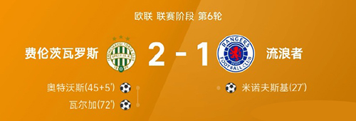 瓦尔加制胜+补时绝杀！费伦茨瓦罗斯2-1力克流浪者，欧联主场三连胜