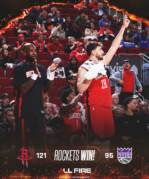 火箭121-95大胜国王,杜兰特24+8,申京28+10过里程碑