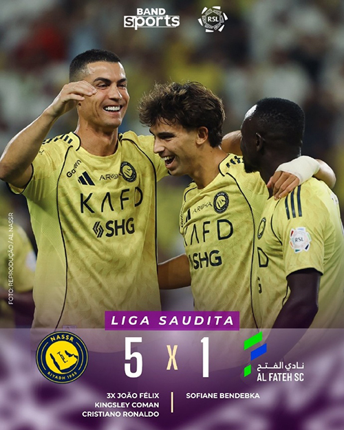 沙特联：胜利5-1哈萨征服 C罗传射+失点后轰世界波菲利克斯戴帽
